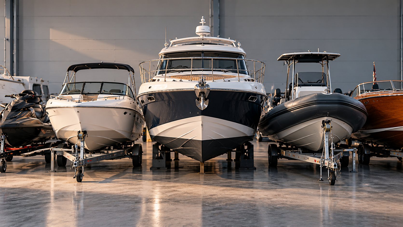 Stellplatz in Barth – Boote im Hallen-Winterlager